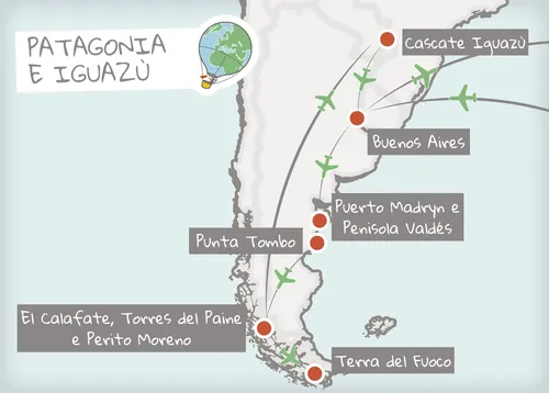 mappa itinerario Patagonia